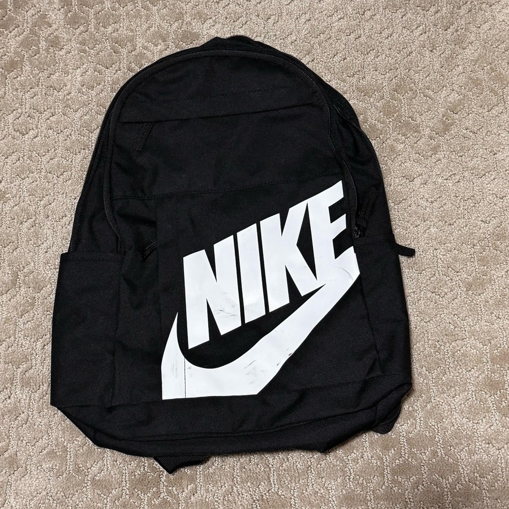 Nike Elemental Backpack Bag School Lightweight Black White Logo Kids New w/ Flaw